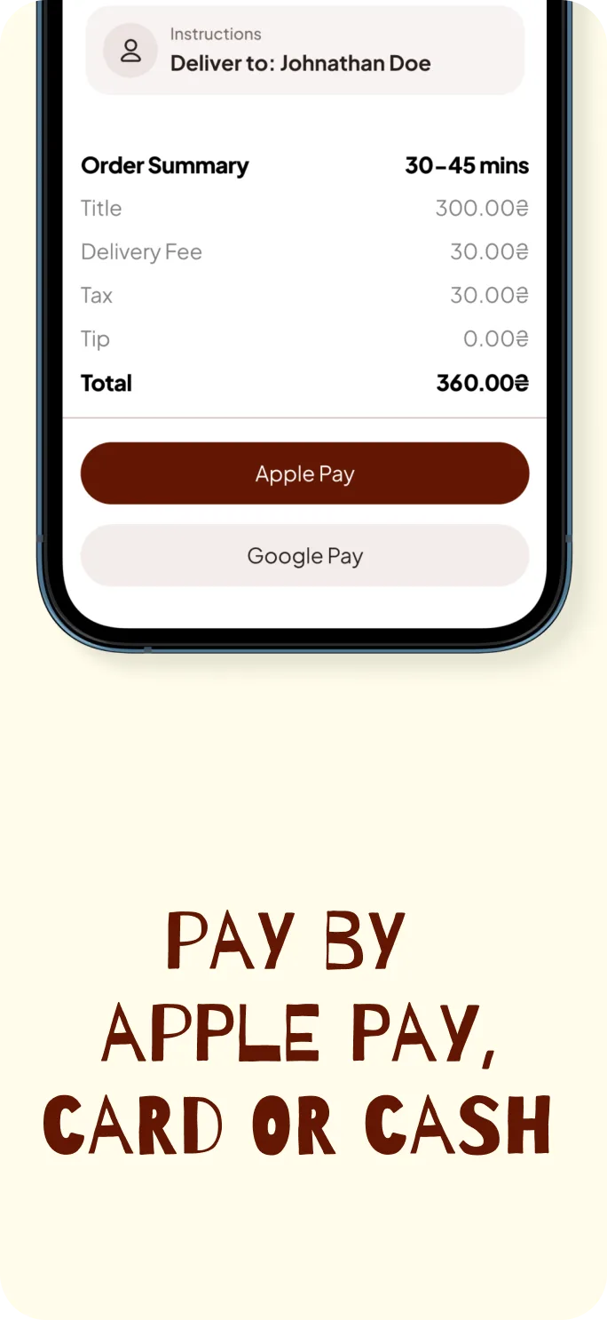Pay by Apple Pay, card or cash